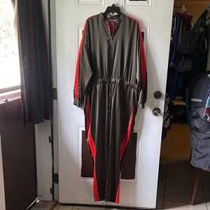 Stylish Olive and Red Jumpsuit